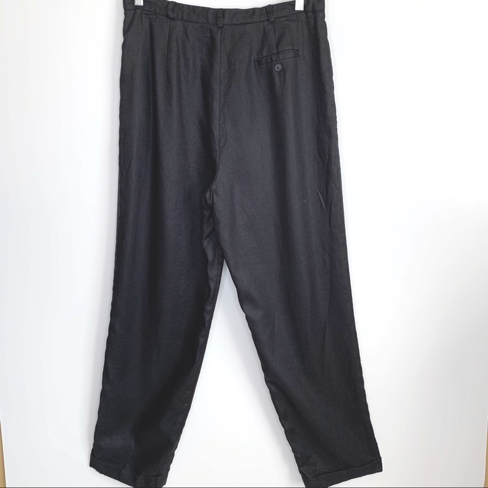 Lauren Ralph Lauren Black Linen Pleated Front High Rise Lined Trousers Pants 14